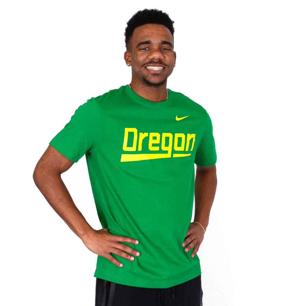 Ducks Spirit, Nike, Green, Crew Neck, Cotton, Men, Baseball, Oregon baseball word-mark 2024, T-Shirt, 853981